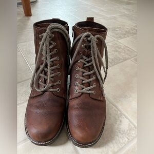 Ecco Elaine Boots Womens EU 41 US 10 Brown Leather Lace Up Side Zip Hydromax